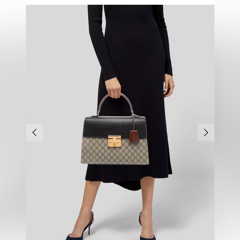 GUCCI GG SUPREME MONOGRAM PADLOCK HANDBAG MEDIUM-🔥STUNNING BOSS LADY BAG🔥 - Picture 3 of 16